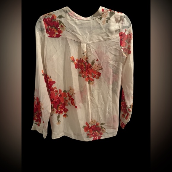 Joie Women's Floral Blouse - Red and Cream 100% silk - Picture 2 of 7